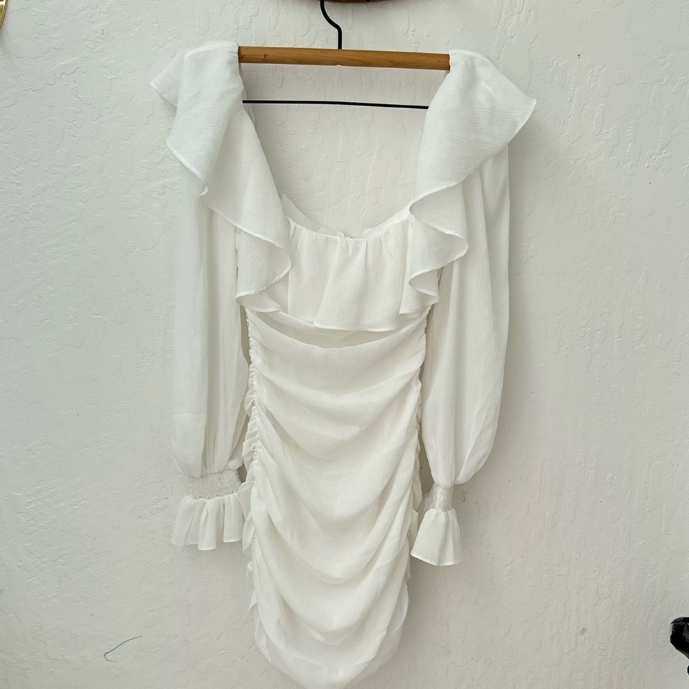 REVOLVE Camila Coelho Valerie Mini Dress XS White Ruffle Bodycon - Picture 5 of 5